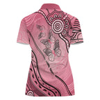 Pink Aboriginal Butterfly Ribbon Cancer Women Polo Shirt