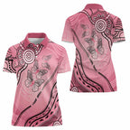 Pink Aboriginal Butterfly Ribbon Cancer Women Polo Shirt