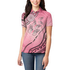 Pink Aboriginal Butterfly Ribbon Cancer Women Polo Shirt
