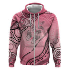 Pink Aboriginal Butterfly Ribbon Cancer Zip Hoodie