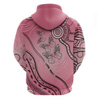 Pink Aboriginal Butterfly Ribbon Cancer Zip Hoodie