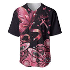 Think Pink Butterfly Ribbon Aboriginal Art Baseball Jersey