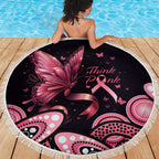 Think Pink Butterfly Ribbon Aboriginal Art Beach Blanket
