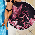 Think Pink Butterfly Ribbon Aboriginal Art Beach Blanket