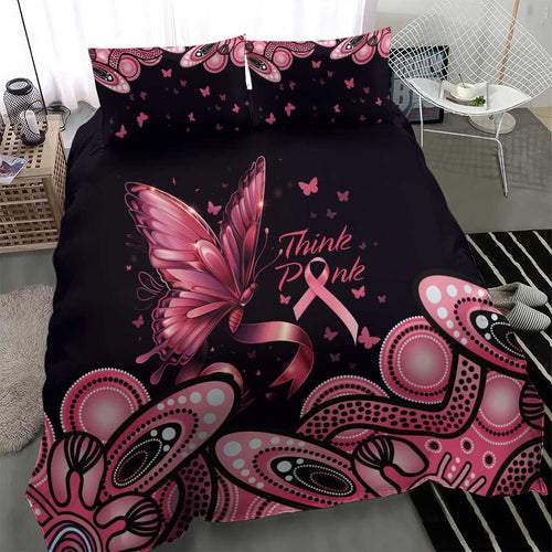 Think Pink Butterfly Ribbon Aboriginal Art Bedding Set