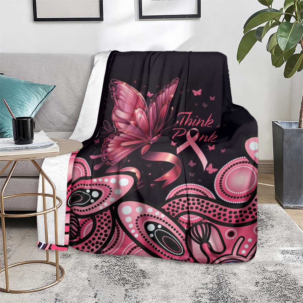 Think Pink Butterfly Ribbon Aboriginal Art Blanket