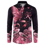 Think Pink Butterfly Ribbon Aboriginal Art Button Sweatshirt