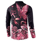 Think Pink Butterfly Ribbon Aboriginal Art Button Sweatshirt