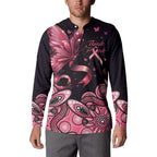 Think Pink Butterfly Ribbon Aboriginal Art Button Sweatshirt