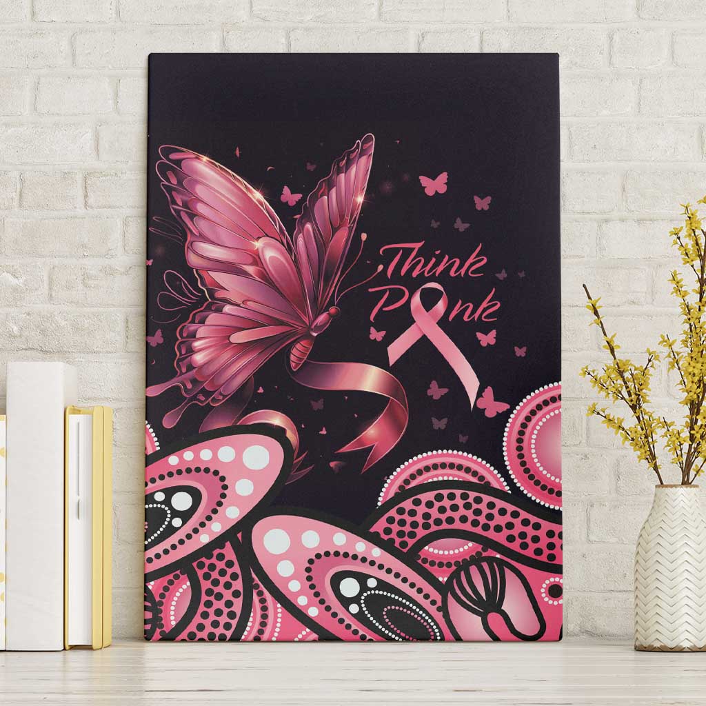 Think Pink Butterfly Ribbon Aboriginal Art Canvas Wall Art