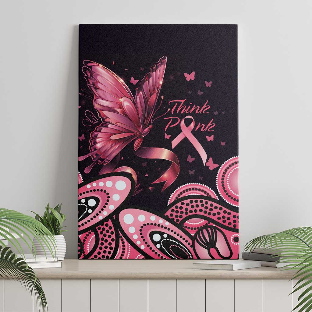 Think Pink Butterfly Ribbon Aboriginal Art Canvas Wall Art