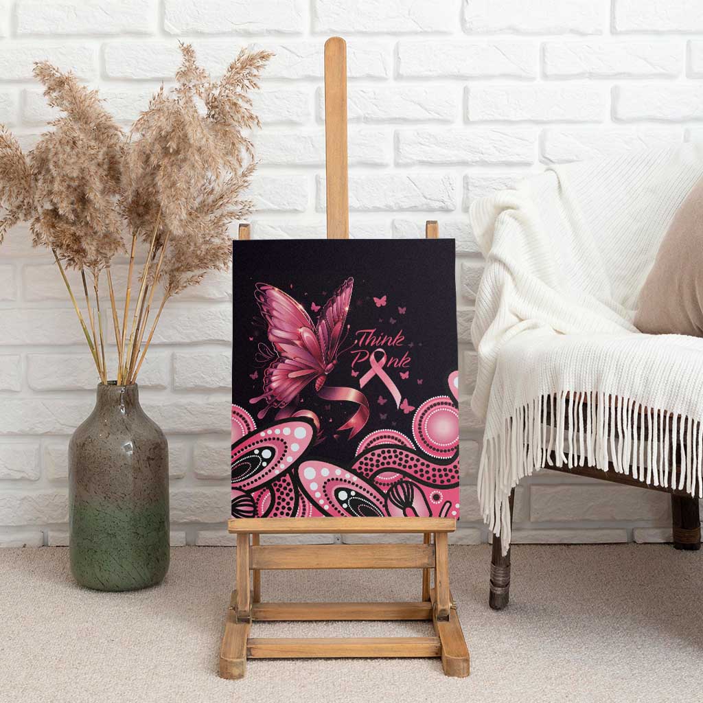 Think Pink Butterfly Ribbon Aboriginal Art Canvas Wall Art