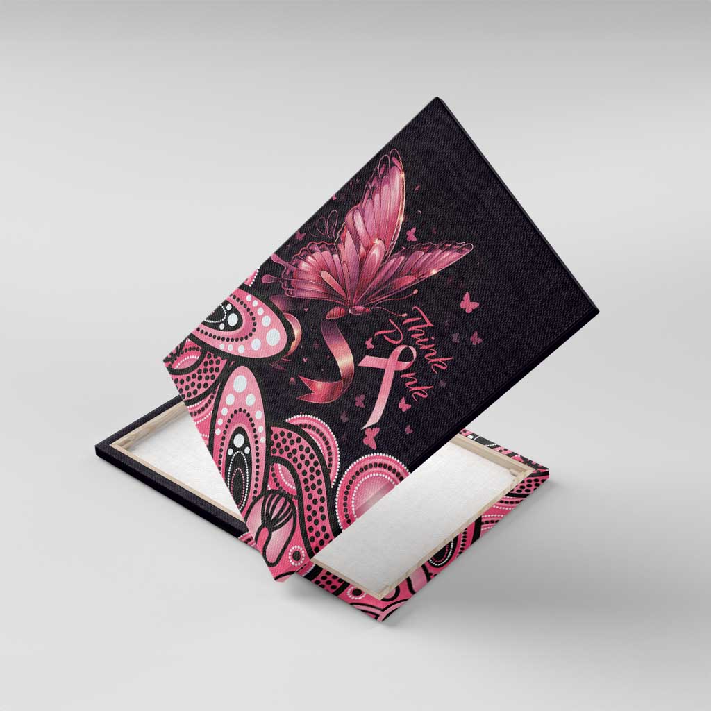 Think Pink Butterfly Ribbon Aboriginal Art Canvas Wall Art