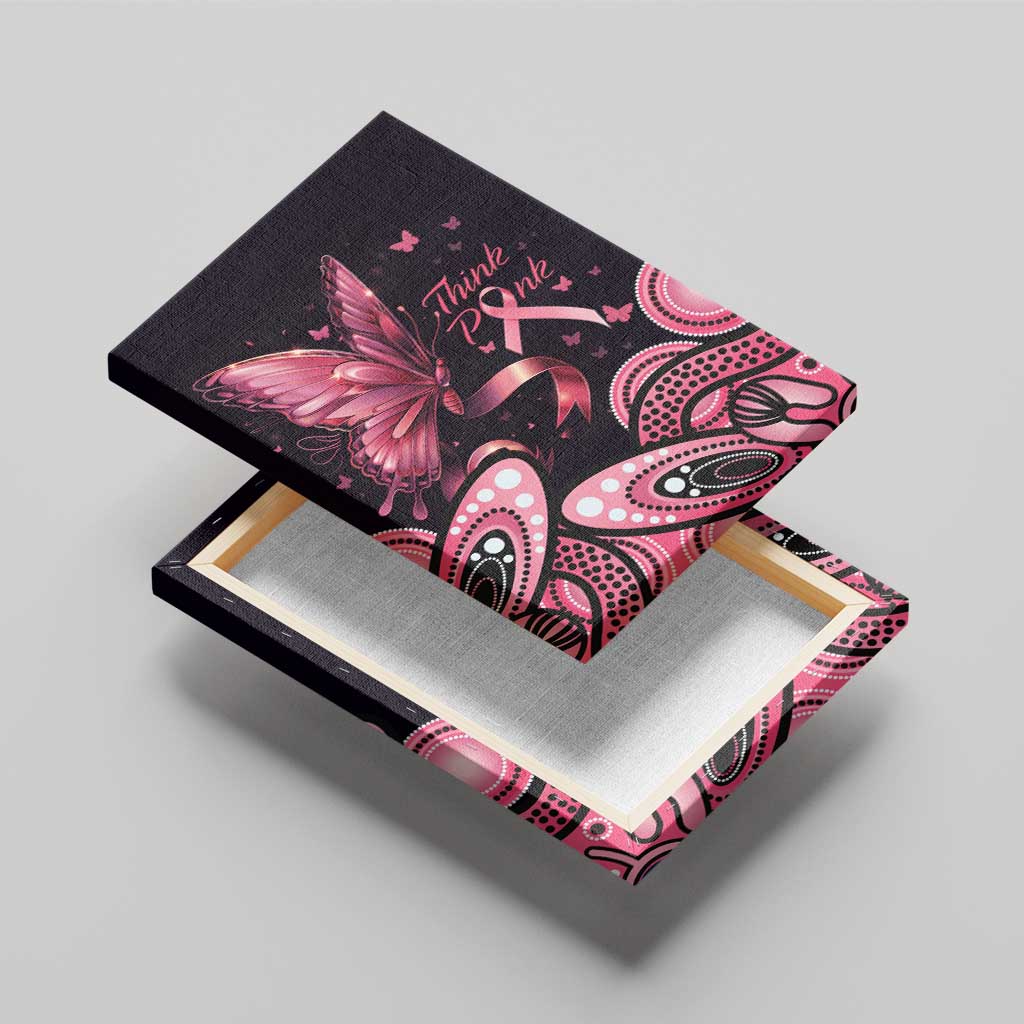 Think Pink Butterfly Ribbon Aboriginal Art Canvas Wall Art