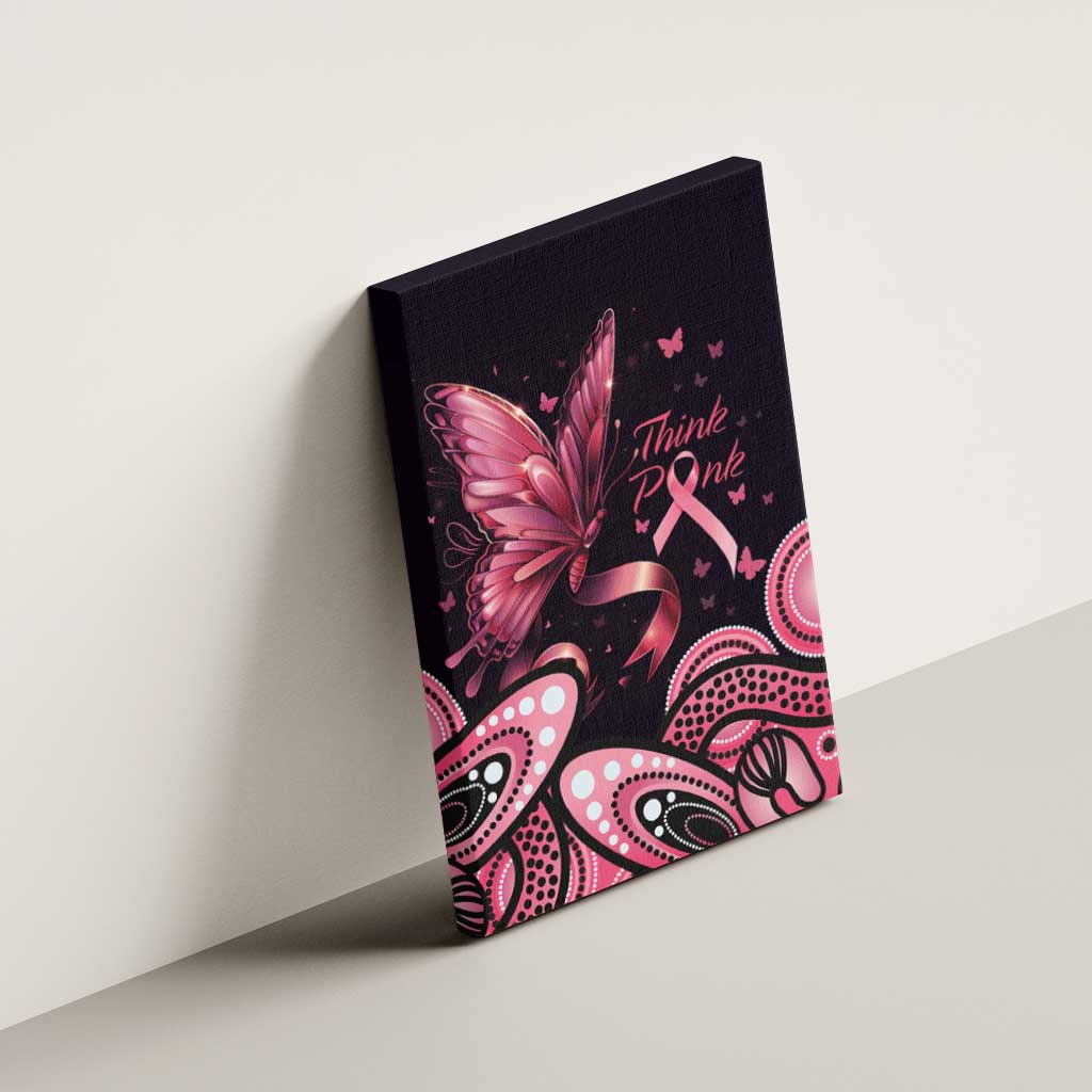 Think Pink Butterfly Ribbon Aboriginal Art Canvas Wall Art