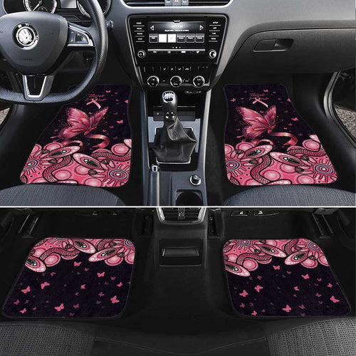 Think Pink Butterfly Ribbon Aboriginal Art Car Mats