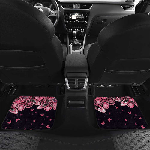 Think Pink Butterfly Ribbon Aboriginal Art Car Mats