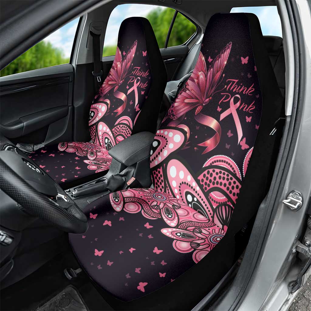 Think Pink Butterfly Ribbon Aboriginal Art Car Seat Cover