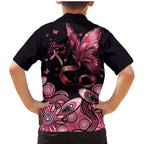 Think Pink Butterfly Ribbon Aboriginal Art Family Matching Mermaid Dress and Hawaiian Shirt