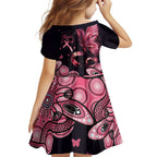 Think Pink Butterfly Ribbon Aboriginal Art Family Matching Mermaid Dress and Hawaiian Shirt