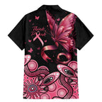 Think Pink Butterfly Ribbon Aboriginal Art Family Matching Mermaid Dress and Hawaiian Shirt