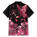 Think Pink Butterfly Ribbon Aboriginal Art Family Matching Off The Shoulder Long Sleeve Dress and Hawaiian Shirt
