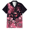 Think Pink Butterfly Ribbon Aboriginal Art Family Matching Off Shoulder Short Dress and Hawaiian Shirt