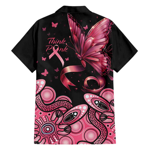 Think Pink Butterfly Ribbon Aboriginal Art Family Matching Tank Maxi Dress and Hawaiian Shirt