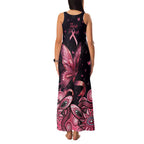 Think Pink Butterfly Ribbon Aboriginal Art Family Matching Tank Maxi Dress and Hawaiian Shirt