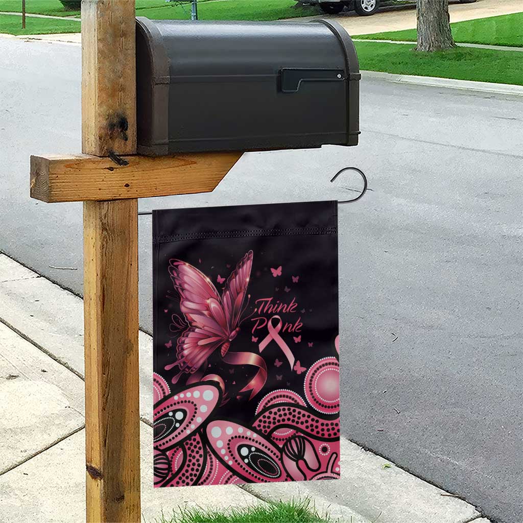 Think Pink Butterfly Ribbon Aboriginal Art Garden Flag