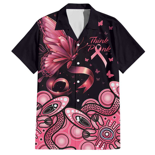 Think Pink Butterfly Ribbon Aboriginal Art Hawaiian Shirt