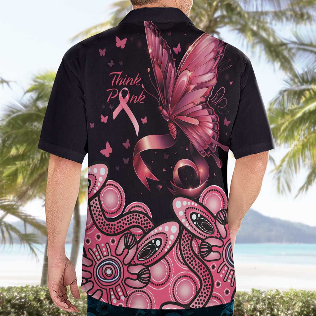 Think Pink Butterfly Ribbon Aboriginal Art Hawaiian Shirt