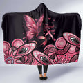 Think Pink Butterfly Ribbon Aboriginal Art Hooded Blanket