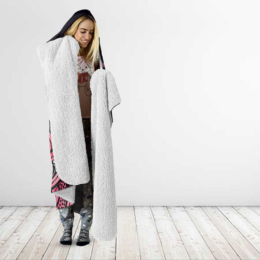 Think Pink Butterfly Ribbon Aboriginal Art Hooded Blanket