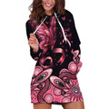 Think Pink Butterfly Ribbon Aboriginal Art Hoodie Dress