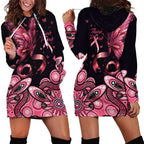 Think Pink Butterfly Ribbon Aboriginal Art Hoodie Dress