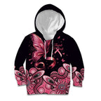 Think Pink Butterfly Ribbon Aboriginal Art Kid Hoodie