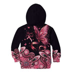 Think Pink Butterfly Ribbon Aboriginal Art Kid Hoodie