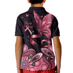 Think Pink Butterfly Ribbon Aboriginal Art Kid Polo Shirt