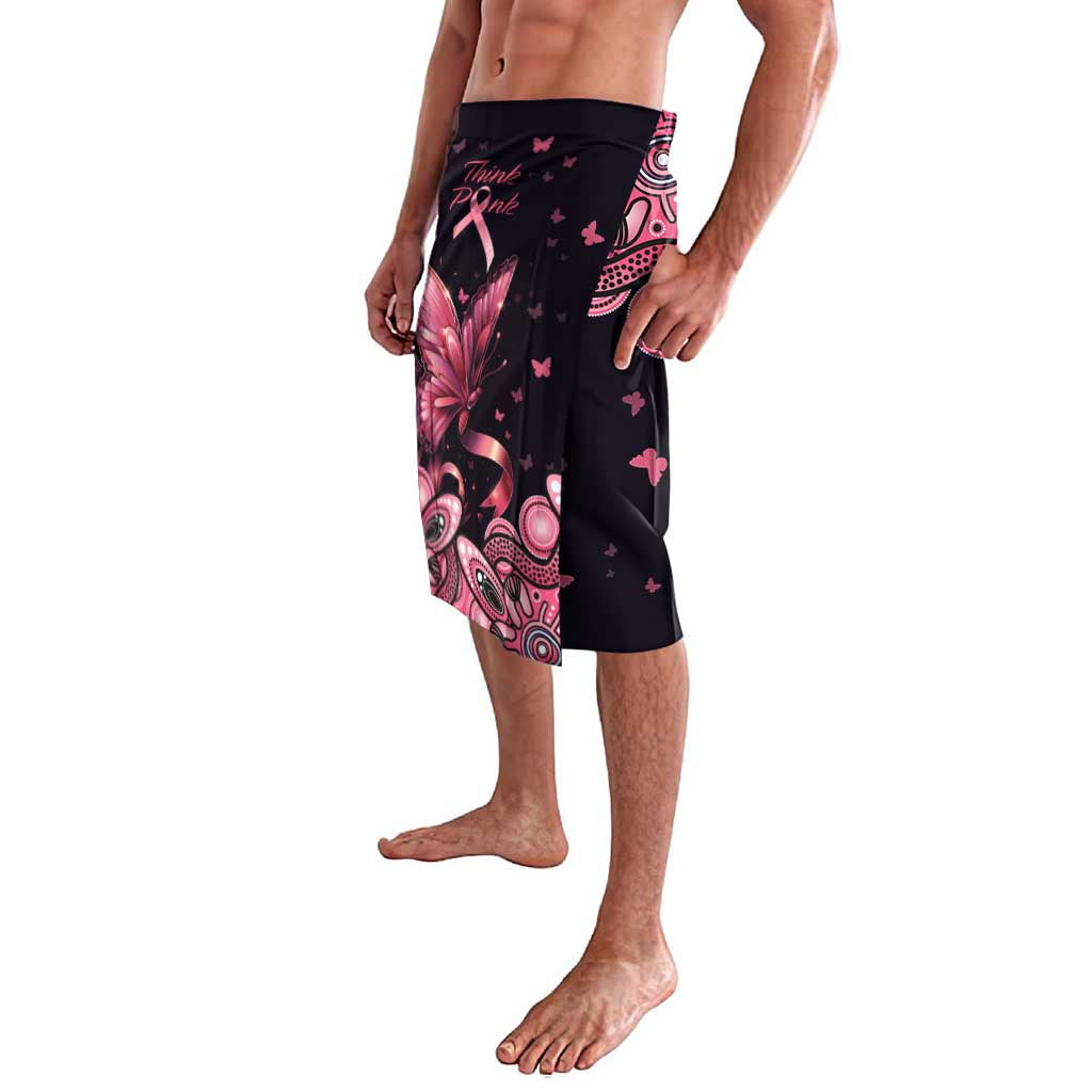 Think Pink Butterfly Ribbon Aboriginal Art Lavalava