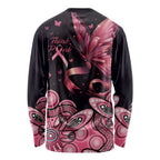 Think Pink Butterfly Ribbon Aboriginal Art Long Sleeve Shirt