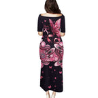Think Pink Butterfly Ribbon Aboriginal Art Puletasi