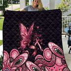 Think Pink Butterfly Ribbon Aboriginal Art Quilt