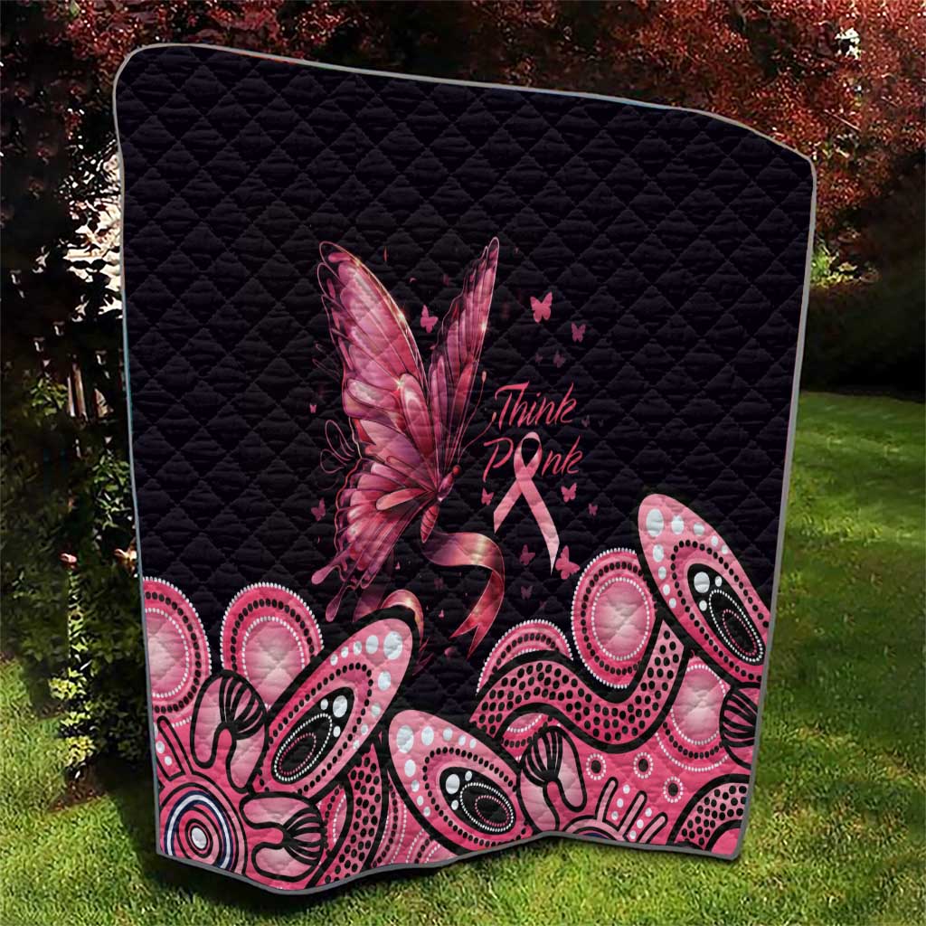 Think Pink Butterfly Ribbon Aboriginal Art Quilt