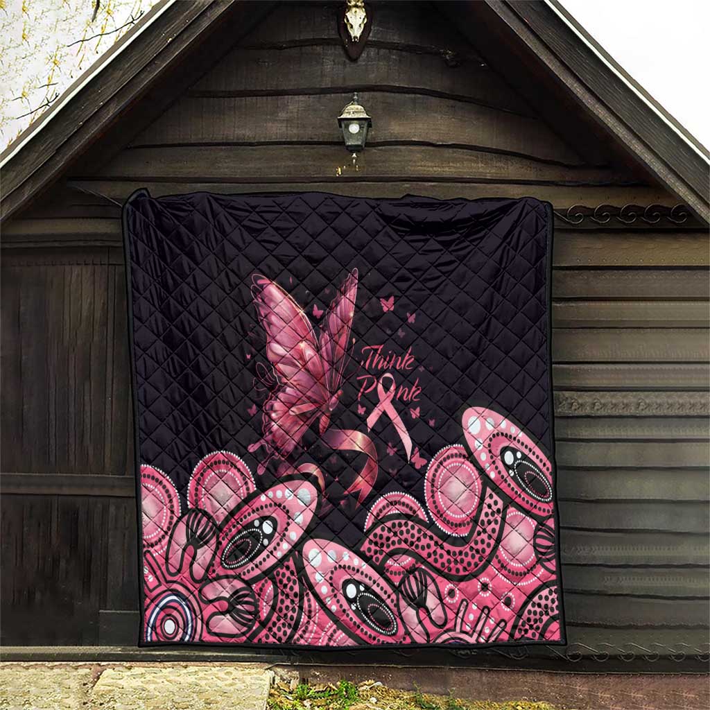 Think Pink Butterfly Ribbon Aboriginal Art Quilt