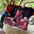 Think Pink Butterfly Ribbon Aboriginal Art Quilt