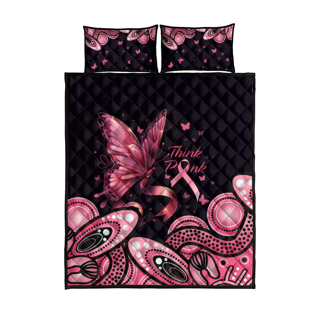 Think Pink Butterfly Ribbon Aboriginal Art Quilt Bed Set