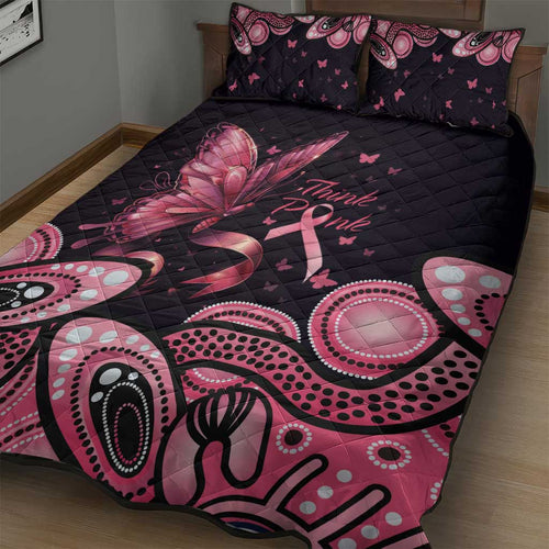 Think Pink Butterfly Ribbon Aboriginal Art Quilt Bed Set