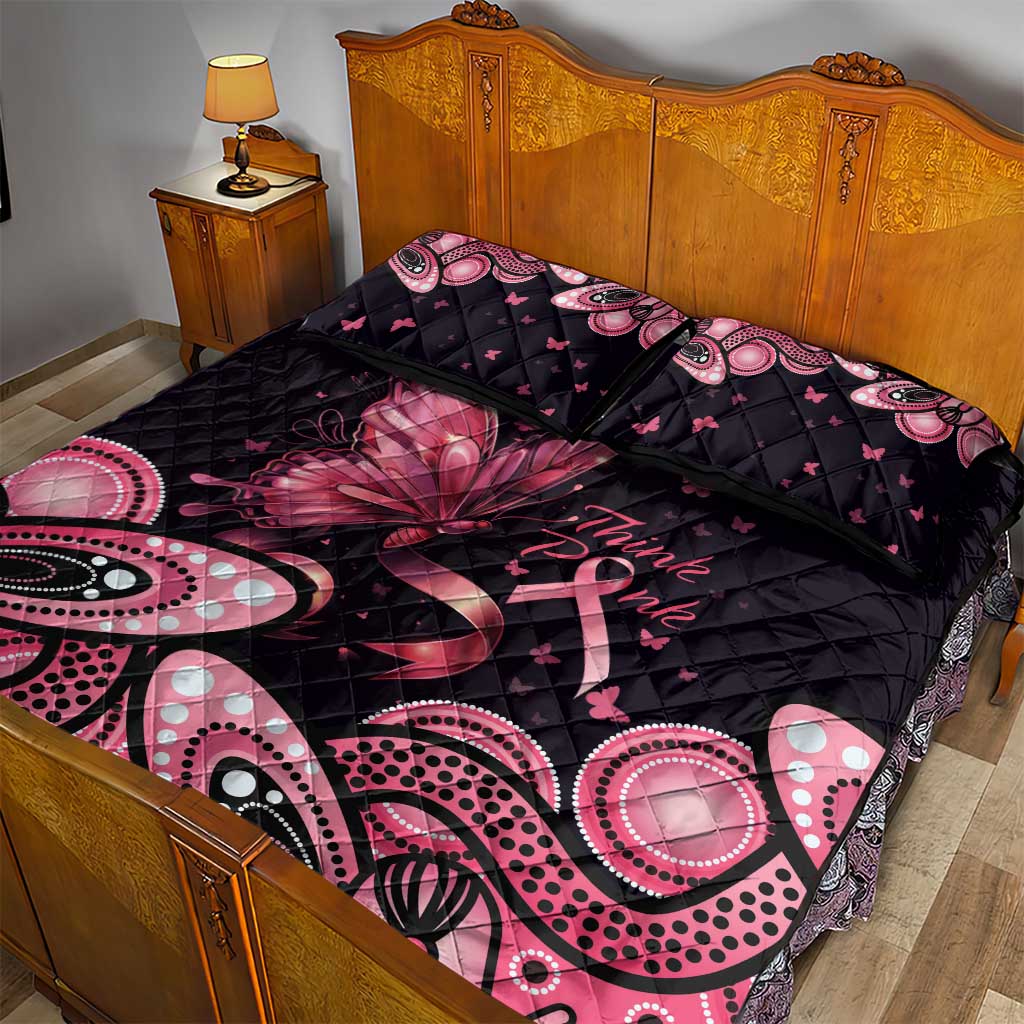Think Pink Butterfly Ribbon Aboriginal Art Quilt Bed Set