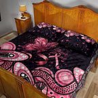 Think Pink Butterfly Ribbon Aboriginal Art Quilt Bed Set